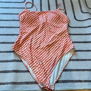 H&M Orange and white one piece bathing suit